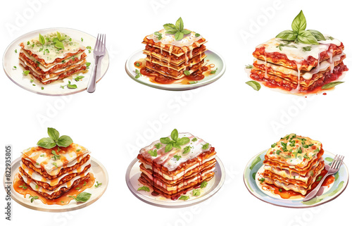 Lasagna Png Illustration Set
