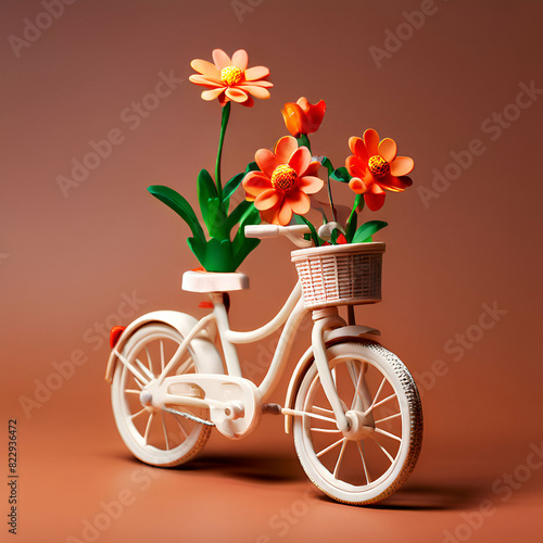 a beautiful Toy bicycle and flower vase for home decoration