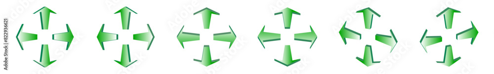 arrows 3d green icon. arrow sign three-dimensional shape with left, righ, up, and down direction. isolated on light white background. thin wing with gradient style and narrow on tail arrows 3d green icon. arrow sign three-dimensional shape with left, righ, up, and down direction. isolated on light white background. thin wing with gradient style and narrow on tail