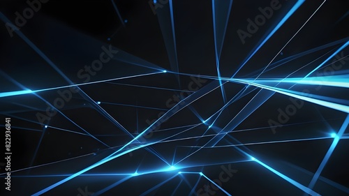 Dark grey black abstract background with blue glowing lines design for social media post, business, advertising event. Modern technology innovation concept background