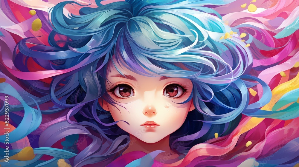 Chibistyle art with wavy lines, vivid colors in a cartoony, stylized digital format. Chibistyle art with wavy lines, vivid colors in a cartoony, stylized digital format.