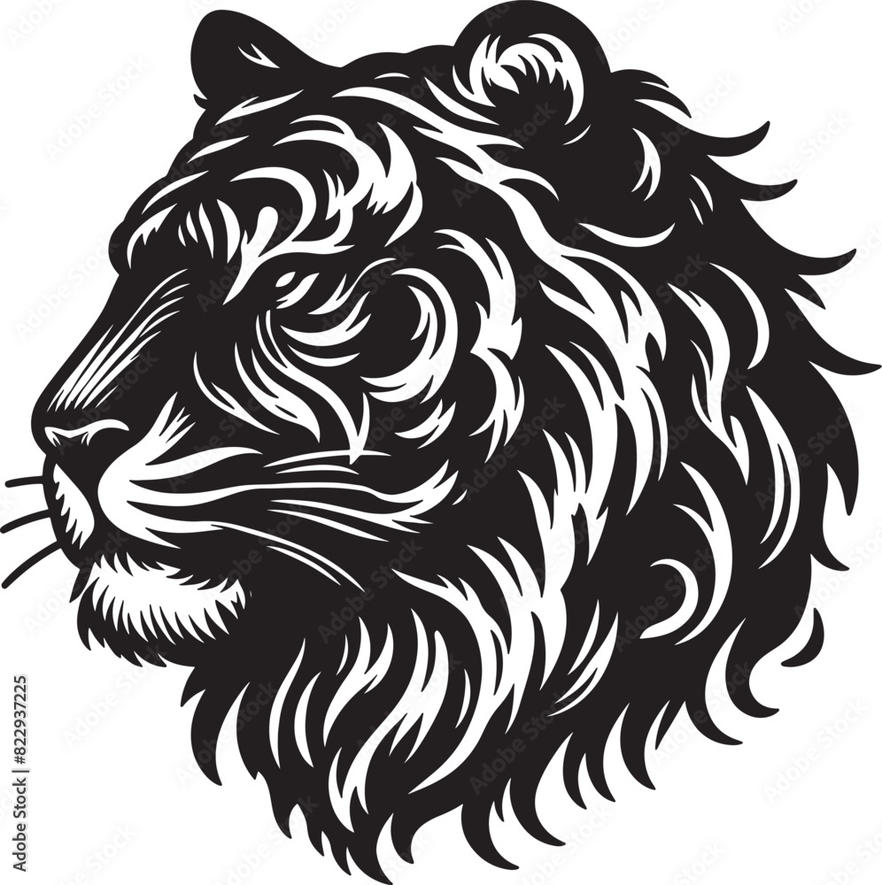 Tiger Head Black Silhouette Tiger Head Black Silhouette