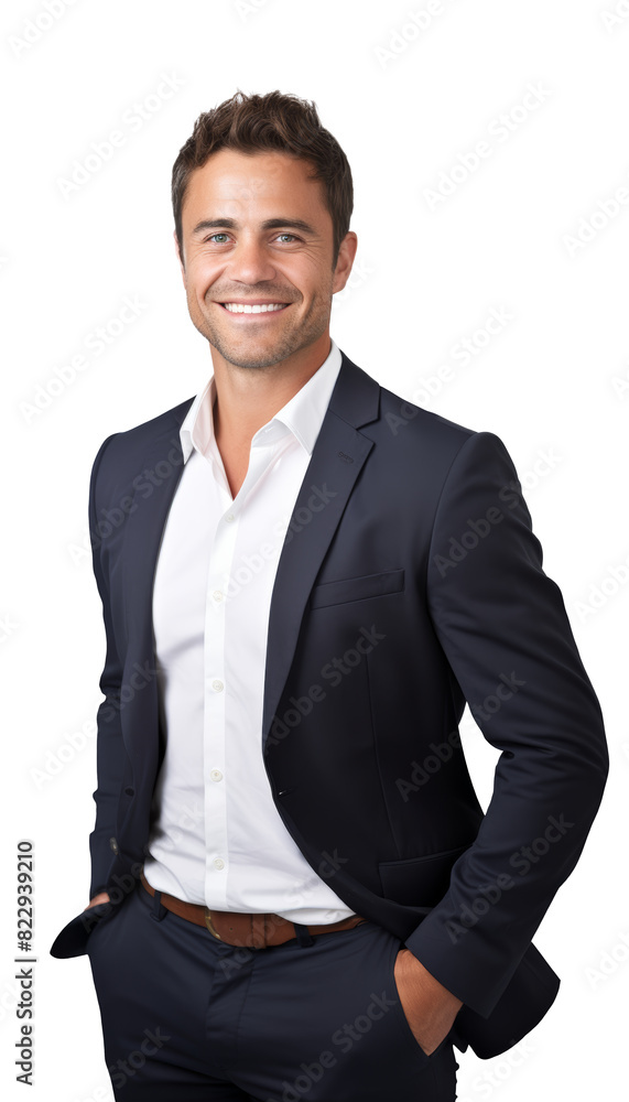 Portrait of a handsome businessman looking at the camera, isolated on transparent background Portrait of a handsome businessman looking at the camera, isolated on transparent background