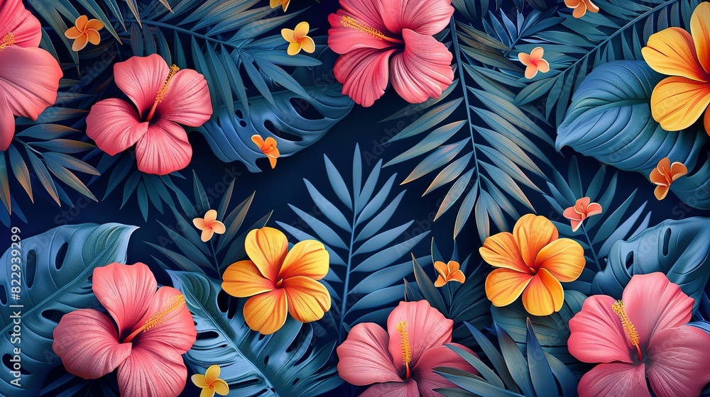 Tropical Tranquility: Minimalist Floral Seamless Design Tropical Tranquility: Minimalist Floral Seamless Design