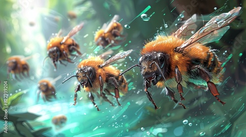 Fat, cheerful bumblebees bee photo