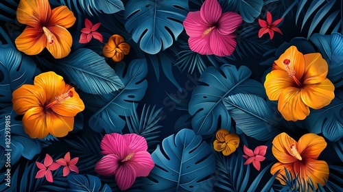 Wallpaper Mural Minimalist Tropics: Seamless Floral Summer Vibes Torontodigital.ca