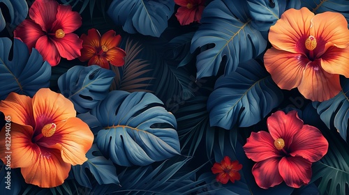 Wallpaper Mural Effortless Elegance: Tropical Floral Seamless Pattern Torontodigital.ca