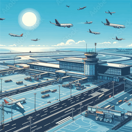 vector of airport in white background  