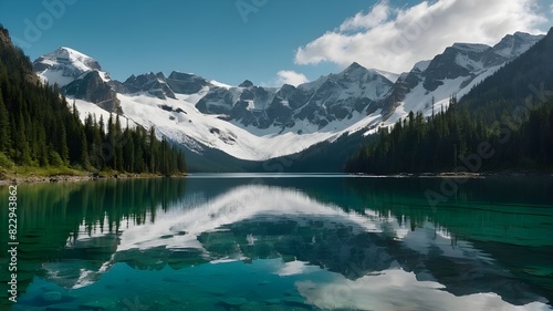 Tranquil Mountain Lake Enveloped in Soft Mist  A Scenic Escape  Green Lake Partially Frozen Over in Winter  A Serene Winter Wonderland  Vibrant Green Lake Between Mountains  A Nature Lover s Paradise 