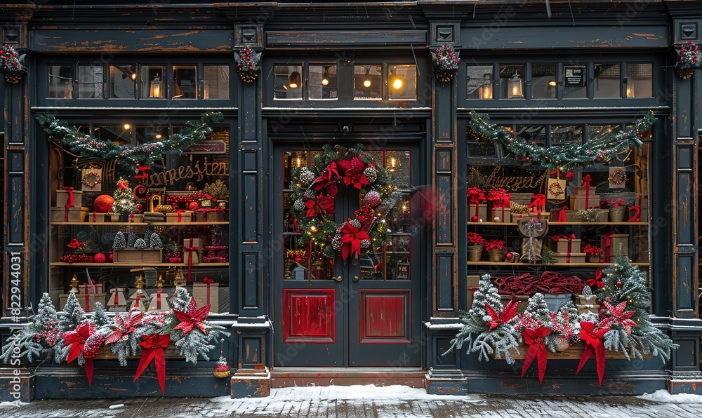 Naklejka premium Christmas storefront windows