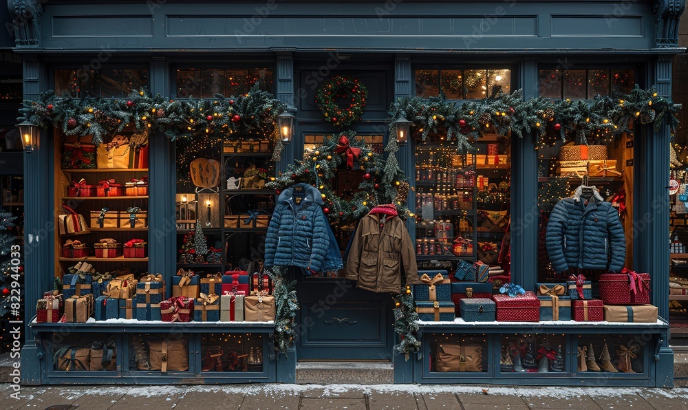 Fototapeta premium Christmas storefront windows
