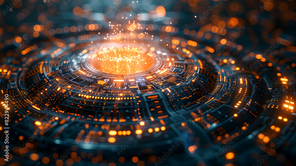 Photo realistic as Glossy abstract planning hub concept, showcasing core of production planning innovation in modern style Photo realistic as Glossy abstract planning hub concept, showcasing core of production planning innovation in modern style