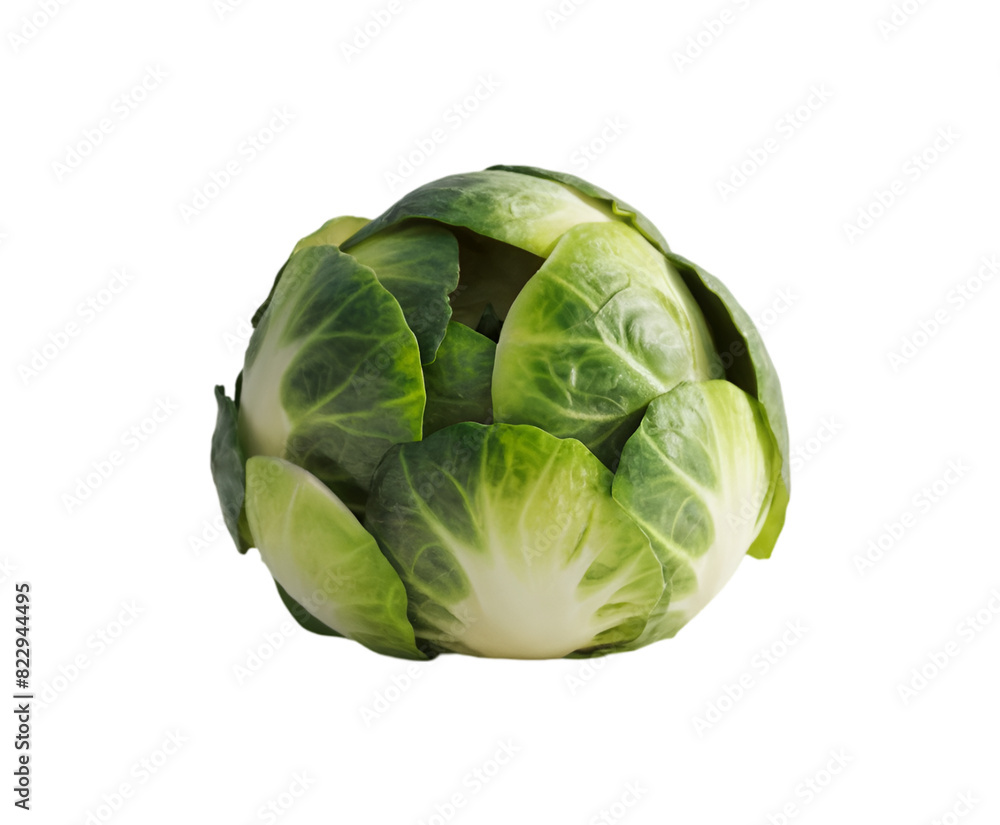 Fototapeta premium Compact Brussels Sprout isolated on transparent background Ai generative.