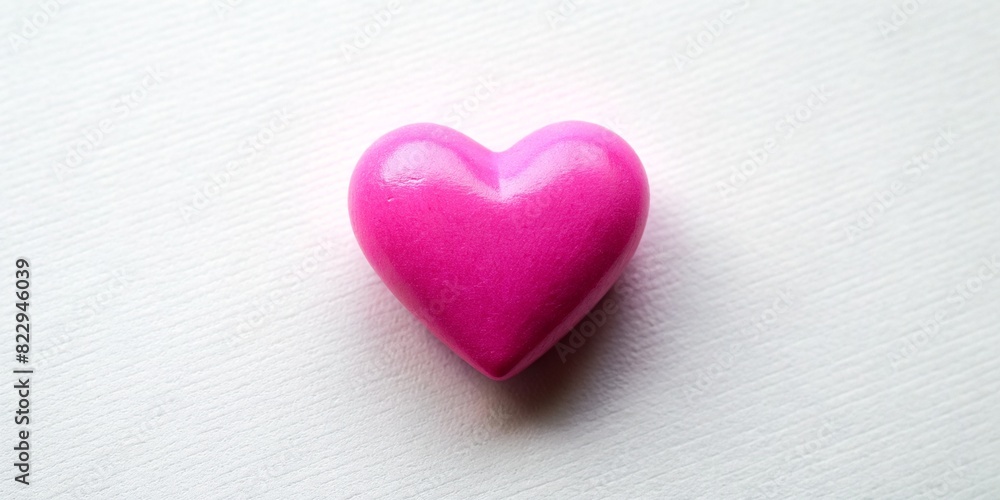 pink volumetric smooth, plastic, glossy heart on a white background, Valentine's Day, March 8, banner, postcard, birthday