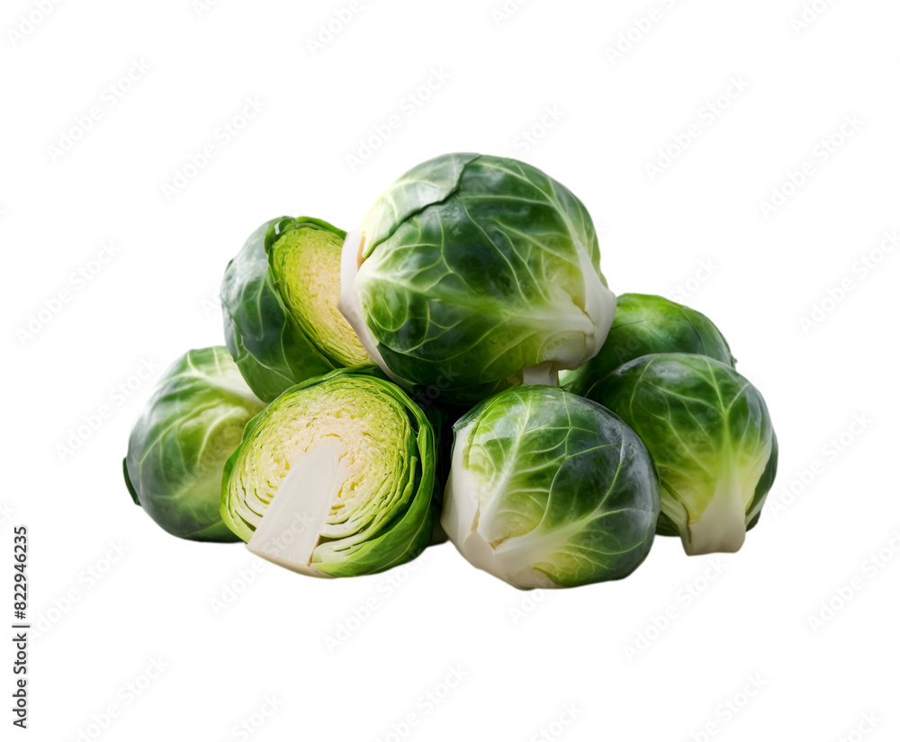 Compact Brussels Sprout isolated on transparent background Ai generative. Compact Brussels Sprout isolated on transparent background Ai generative.