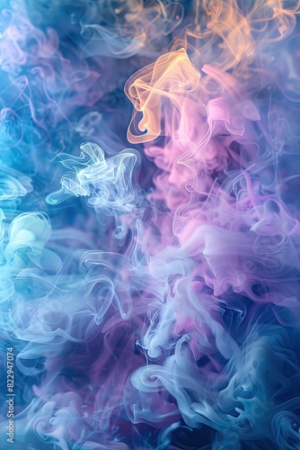 Chromatic smoke with ethereal wisps and translucent colors  evoking a sense of mysticism and fluidity