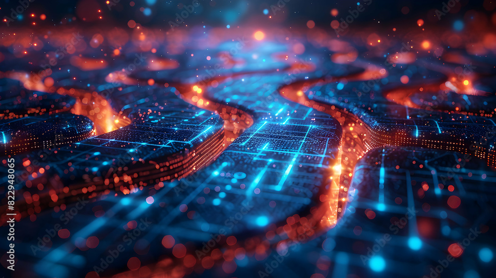Photo realistic as Glossy planning pathways concept as Digital art showcasing direction and innovation in production planning technology Photo realistic as Glossy planning pathways concept as Digital art showcasing direction and innovation in production planning technology
