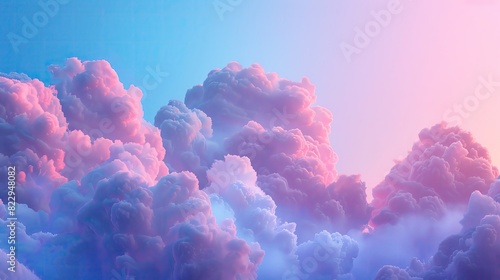 Soft, fluffy clouds in a gradient sky, with subtle neon undertones giving a modern twist to the classic cloud scene photo