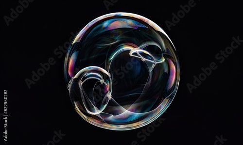 Artistic Soap Bubble Against Black Background 