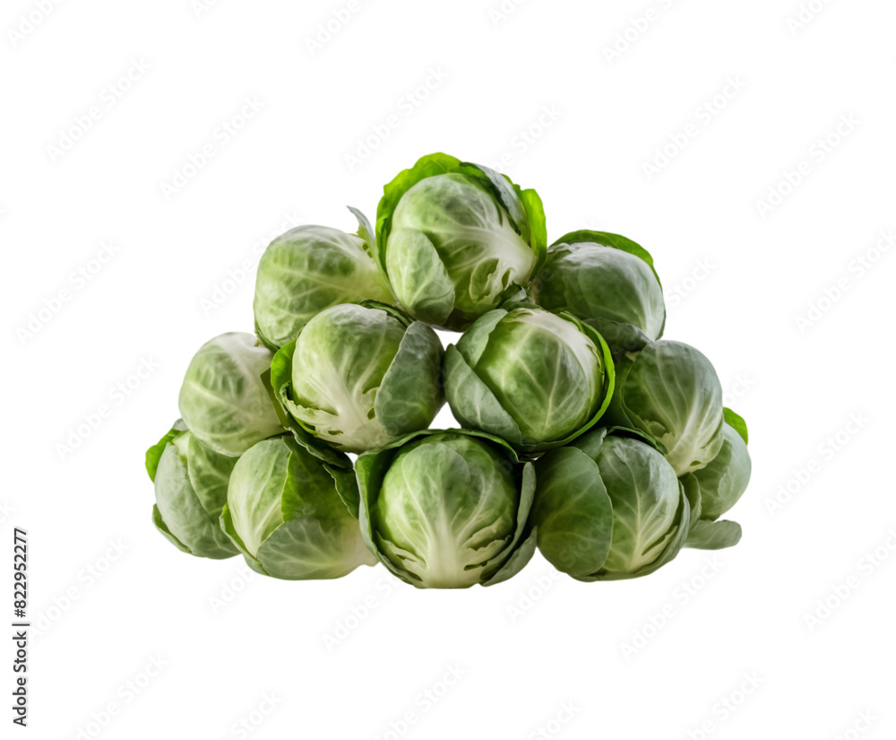 Compact Brussels Sprout isolated on transparent background Ai generative. Compact Brussels Sprout isolated on transparent background Ai generative.