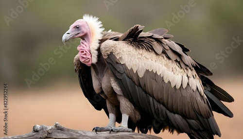 A Vulture With Its Feathers Ruffled Preparing To Upscaled