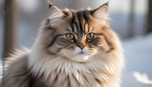 A Fluffy Siberian Cat With A Thick Fur Coat Upscaled 8