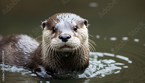 An Otter With A Playful Expression Splashing In T Upscaled 4