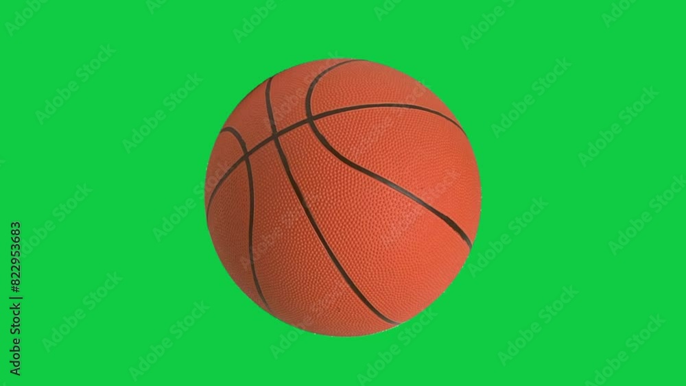 Spinning basketball green screen background. Basketball animation rolling from right. Spinning basketball green screen background. Basketball animation rolling from right.
