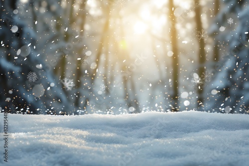 Beautiful Winter Background with Falling Snowflakes