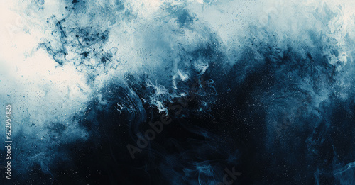 Abstract Blue and White Cloud Painting, Dark blue background with white cloud painting, texture. Created with Ai