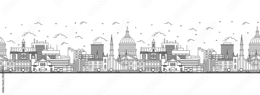 Fototapeta premium Seamless pattern with outline Boise Idaho City Skyline. Modern Buildings Isolated on White. Boise USA Cityscape with Landmarks.
