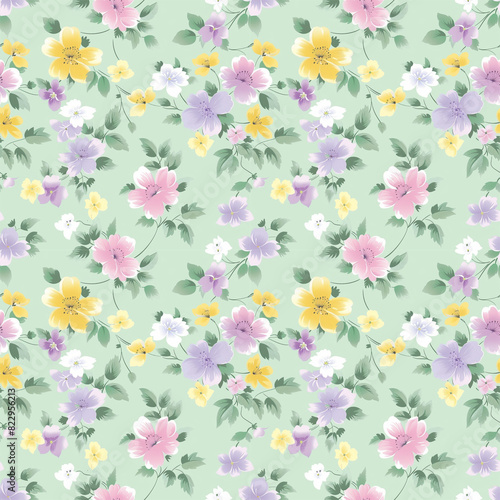 Floral variety color, form natural, seamless fabric pattern.