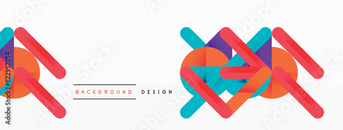 The colorful background features a geometric design composed of lines and circles, creating an eyecatching pattern