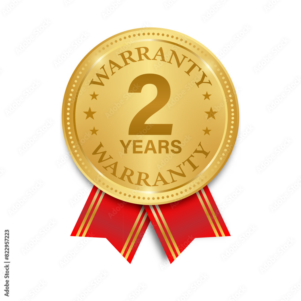 2 Years Warranty. Warranty Sign. Vector Illustration Isolated on White Background. 2 Years Warranty. Warranty Sign. Vector Illustration Isolated on White Background.