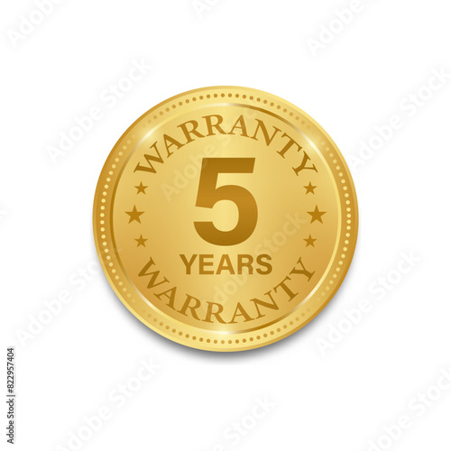 5 Years Warranty. Warranty Sign. Vector Illustration Isolated on White Background. 
