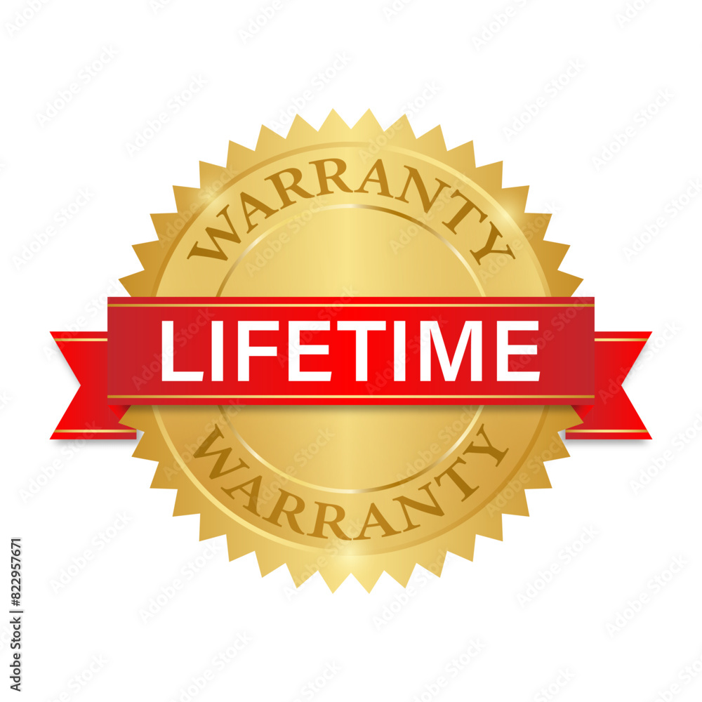 Lifetime Warranty. Warranty Sign. Vector Illustration Isolated on White Background. Lifetime Warranty. Warranty Sign. Vector Illustration Isolated on White Background.