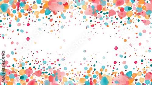 Colorful confetti border frame repeat pattern. Great for a birthday party or an event celebration invitation or decor. Surface pattern design.

