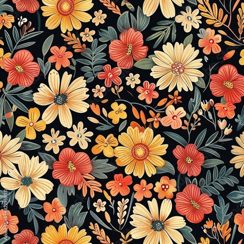 Wallpaper Mural seamless pattern flower rose Torontodigital.ca