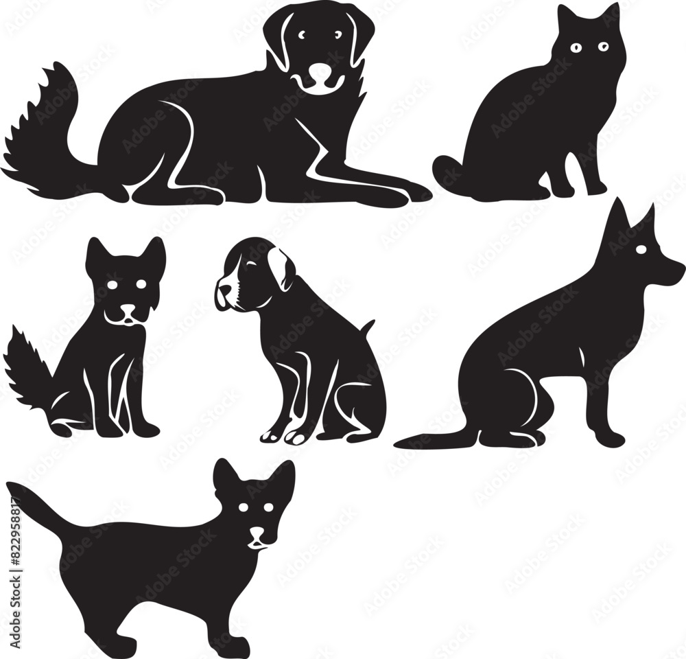Animal Silhouette logos Clipart on white background 