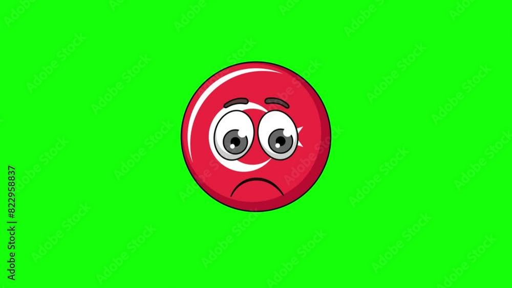 Frowning face animation of flag of turkey emoticon emoji Frowning face animation of flag of turkey emoticon emoji