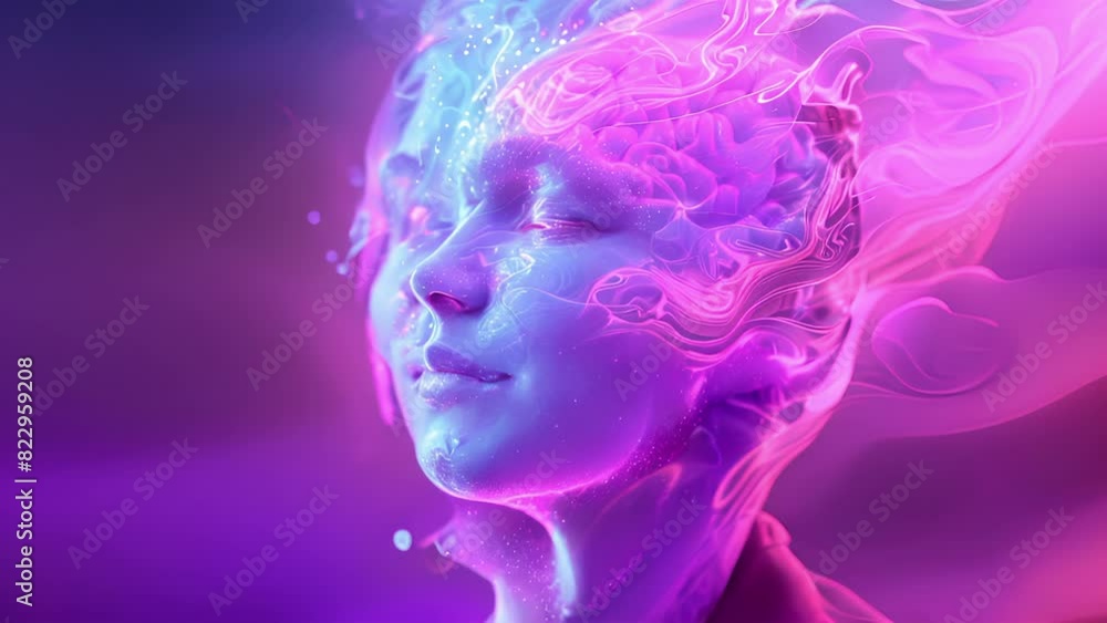 An ethereal depiction of brain activity during meditation with soft pastel hues and flowing lines symbolizing the brains state of deep relaxation.. An ethereal depiction of brain activity during meditation with soft pastel hues and flowing lines symbolizing the brains state of deep relaxation..