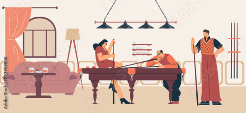 Vector illustration of a game of billiards. Ideal for club and casino banners.