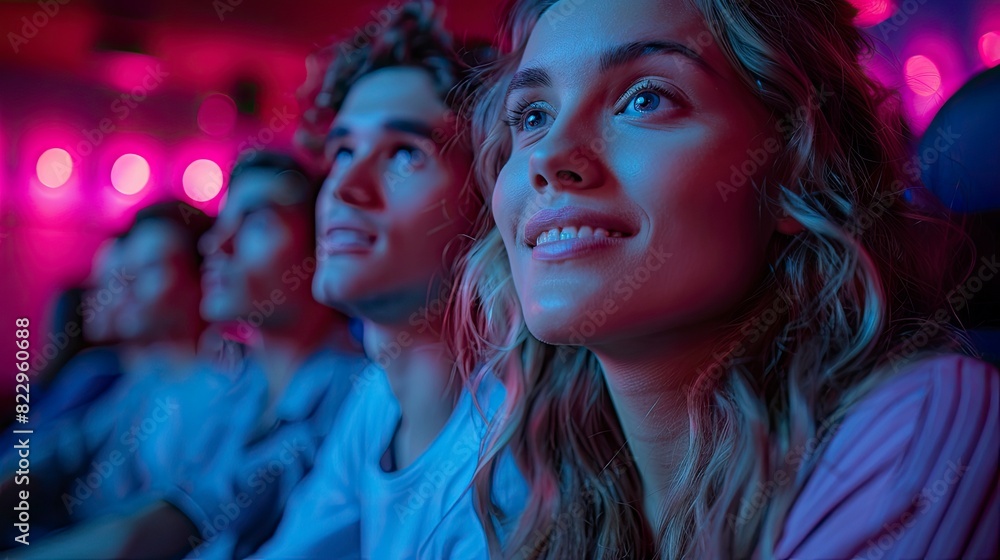 Obraz premium A family watching a movie together in a cozy living room