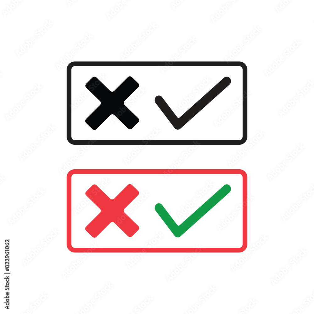 Check marks. Tick and cross vector icons Check marks. Tick and cross vector icons