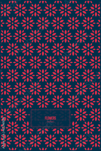 standart flowers vector pattern with dark bakcground