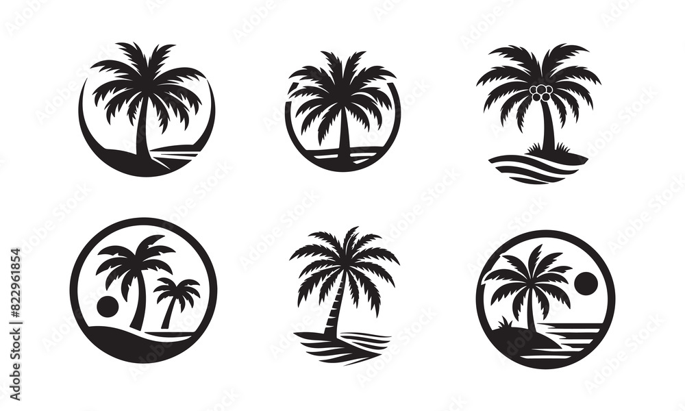 Obraz premium palm tree vector logo icon illustration silhouette
