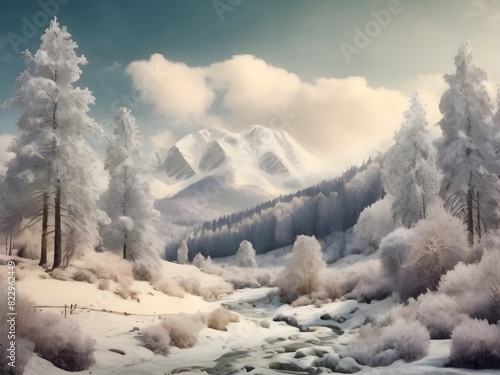 Wallpaper Mural Winter Landscape Painting Vintage Art Torontodigital.ca