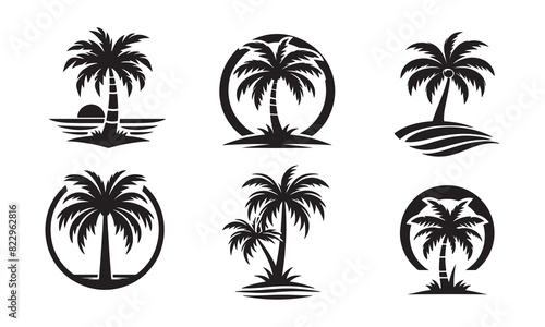 palm tree vector logo icon illustration silhouette