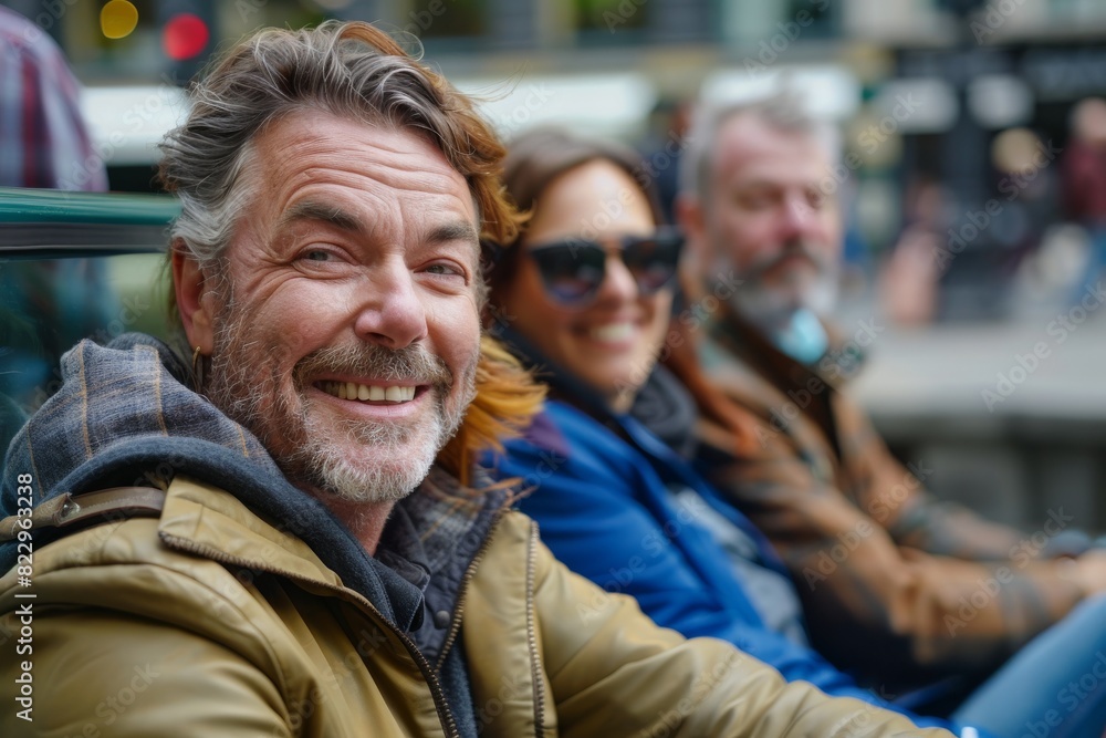 Portrait of a happy senior man with his friends in the background Portrait of a happy senior man with his friends in the background
