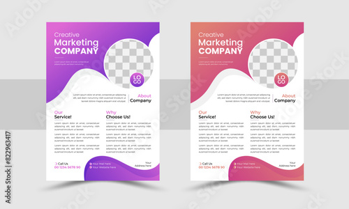  a bundle of 2 templates of different colors a4 flyer template, Creative corporate & abstract business flyer, vector template design.
